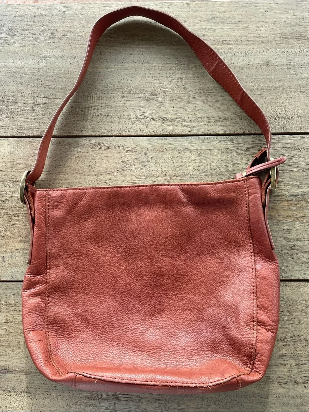 American Leather. Co  Soft Pebbled Leather Hobo Bag in Warm Brown Orangey